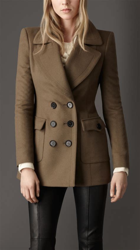 womens pea coat burberry|burberry pea coat women's.